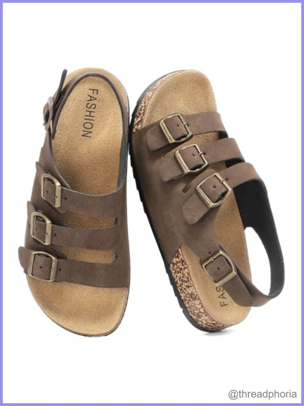 Unisex Cork Footbed Sandals with Back Strap and Adjustable Buckle